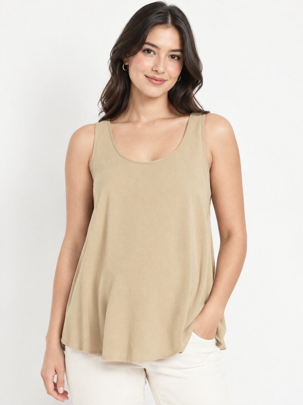 Old Navy Scoop Neck Shell Tank Top Khaki Women's Size XXL Tall NWT